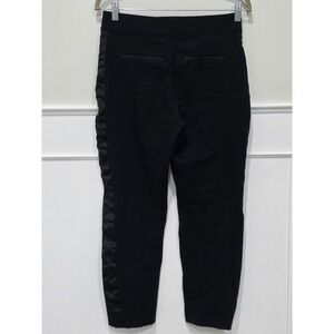 Spanx Black Tuxedo Ponte Tapered Pants Satin Stripe High Rise Medium